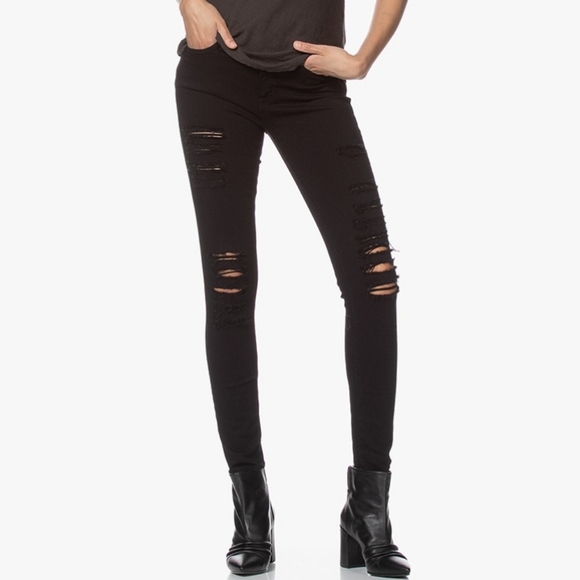 Frame Black Skinny Jeans. Distress in the Front Only. Like New! - Picture 13 of 13